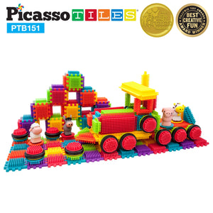 PicassoTiles - PicassoTiles 151 Piece Truck Theme Bristle Shape