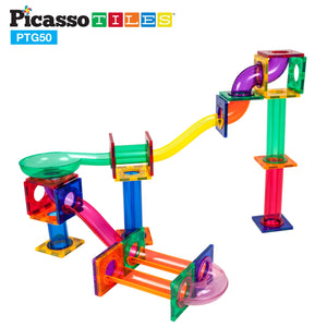 PicassoTiles - Magnetic Marble Run Track (50-150 Pieces)
