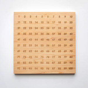 Gladfolk - Wooden Hundred Number Board • Engraved 100 Numeral Chart