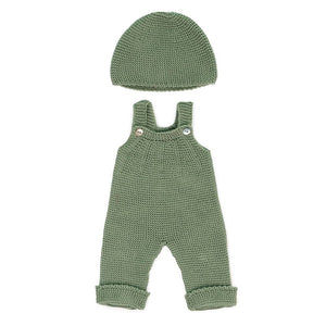 Miniland - Knitted Doll Outfit 15” – Overall & Beanie Hat