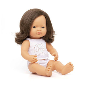 Miniland - Baby Doll Brunette Girl 15"