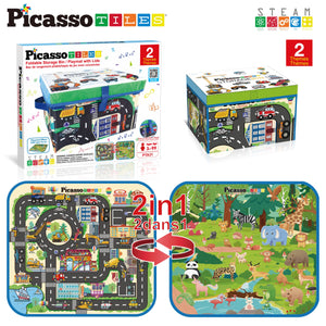 PicassoTiles - Storage Bin Toy Box & Playmat PTA31